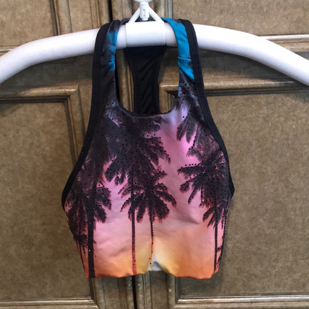 Palm Tree with Rhinestones Racerback SwimTOP